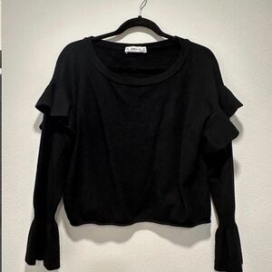 Zara Elegant Black Ruffle Sweater
